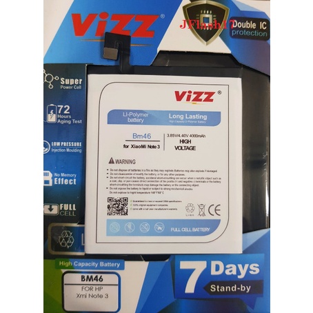 Baterai Vizz XIAOMI BM46 REDMI NOTE 3