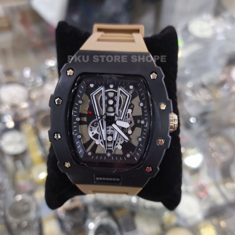 Bayar Di Tempat!!! jam tangan pria / tali rubber / jam tangan mewah / kwalitas import / jam tangan pria terbaru model kasual tahan air/ Analog Kuarsa Strap Rubber Model Persegi Panjang