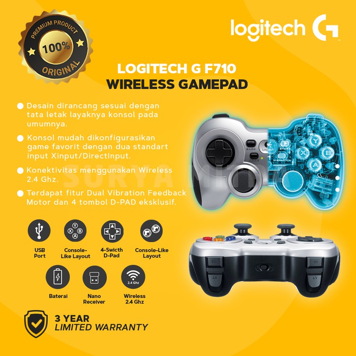 Gamepad Wireless Joystick Logitech F710 / F 710 Stick Game