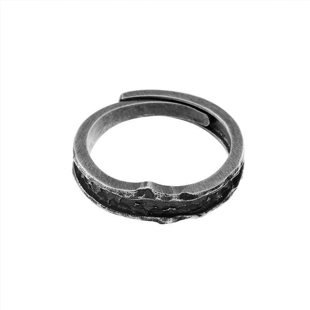 Cincin Model Terbuka adjustable Warna Hitam Gaya Punk Untuk Pria Dan Wanita
