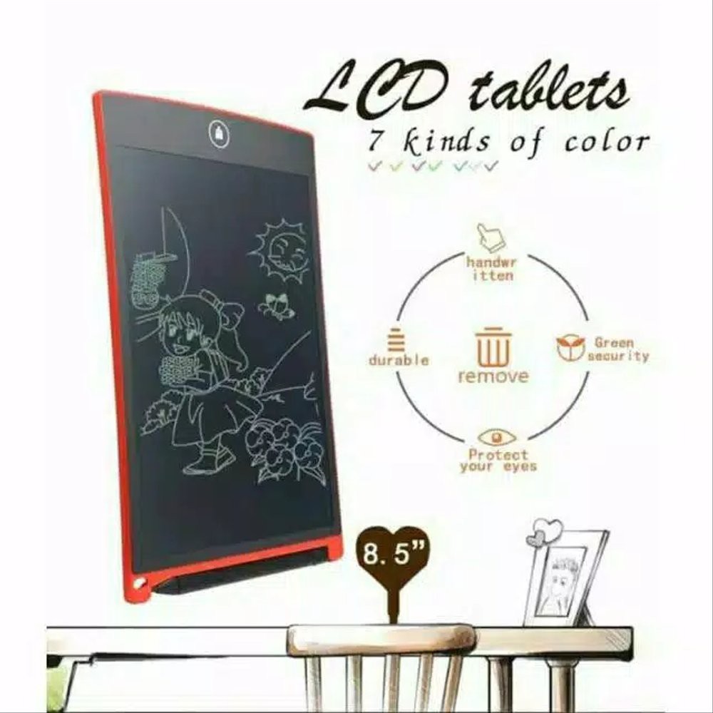 Lcd writing tablet 8.5 notepad papan tulis gambar coretan