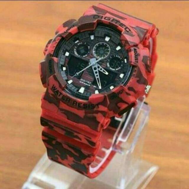 JAM TANGAN PRIA DIGITEC WATER RESIST DG2072 ORIGINAL RED ARMY