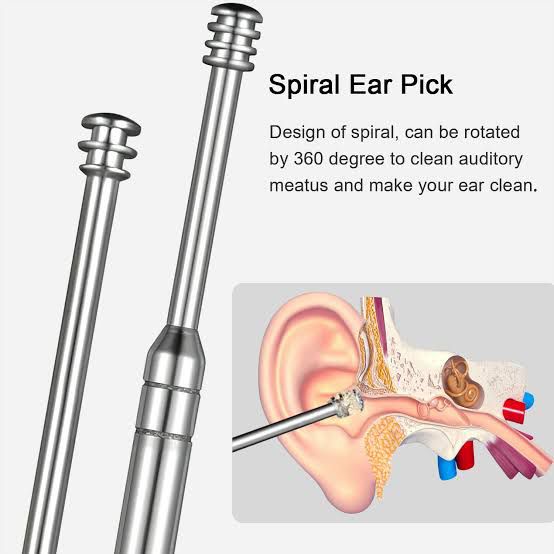 OS ￼Alat Pembersih Telinga Korek Kuping Ear Wax Picker 1 Set 7 PCS Stainless Steel