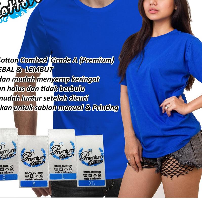 ➯ Kaos Polos Katun Premium 24s BIRU BENHUR / Kaos Polos 24s / Kaos Polos Premium ➴