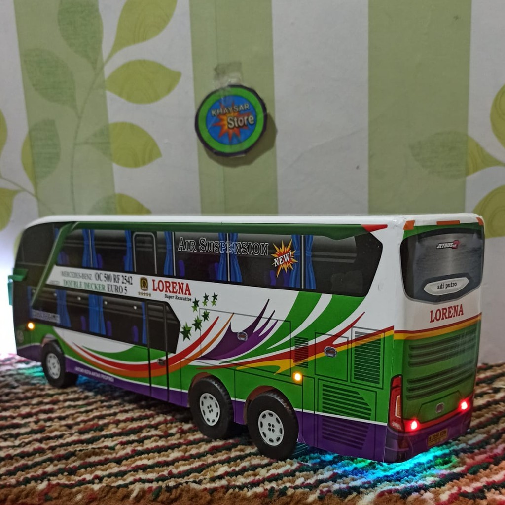 miniatur Bus bis /mainan bus bis Lorena Double decker + Lampu