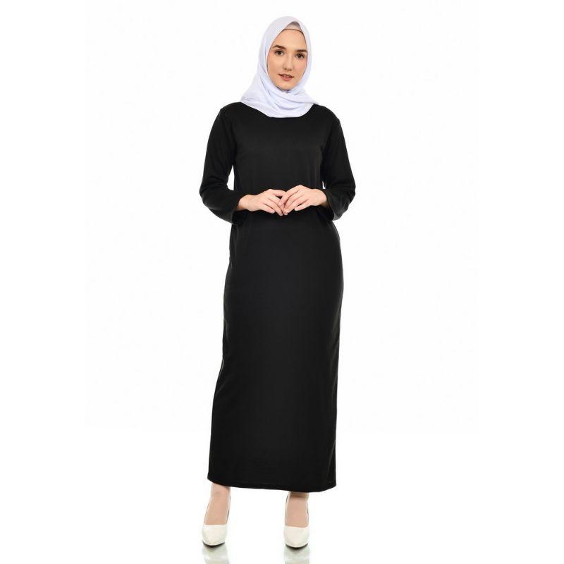 INNER LENGAN PANJANG / MANSET GAMIS HITAM BAHAN SCUBA LOTTO BY MISHA LABEL