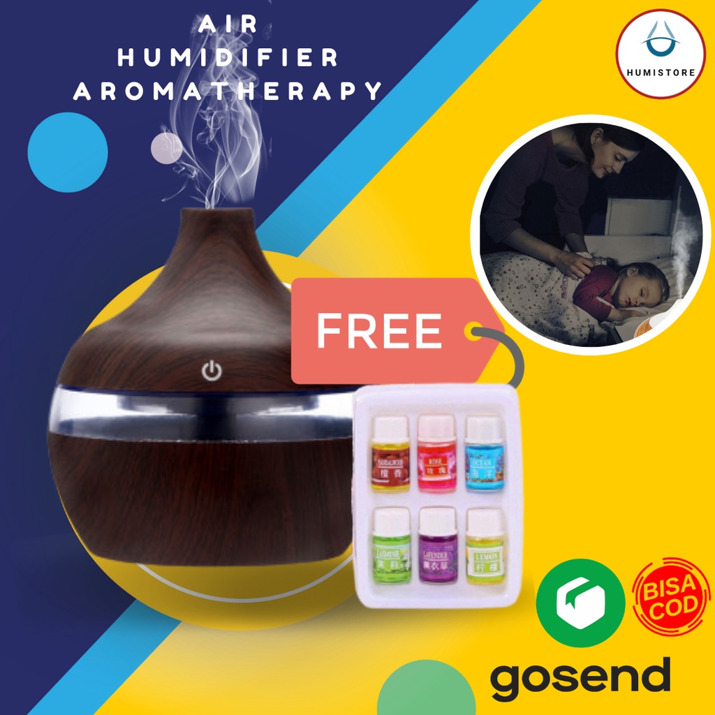 Humidifier Ultrasonic  Aromatherapy by TAFFWARE-Ultrasonic Brown+oil