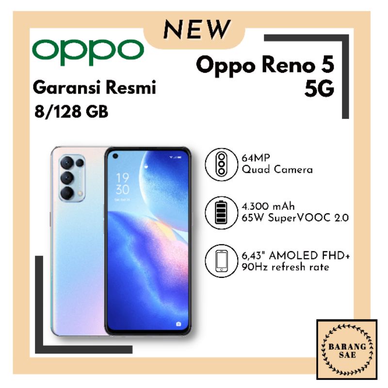 Oppo Reno5 5G 8/128 GB garansi resmi