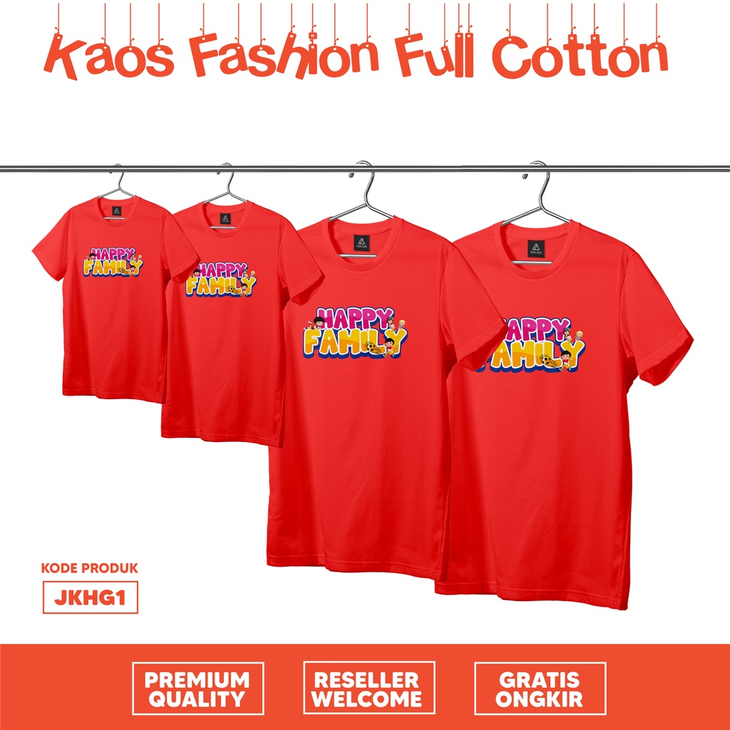 [KAOS] COUPLE HAPPY FAMILY JKHG1 COTTON COMBED BEST QUALITY PREMIUM