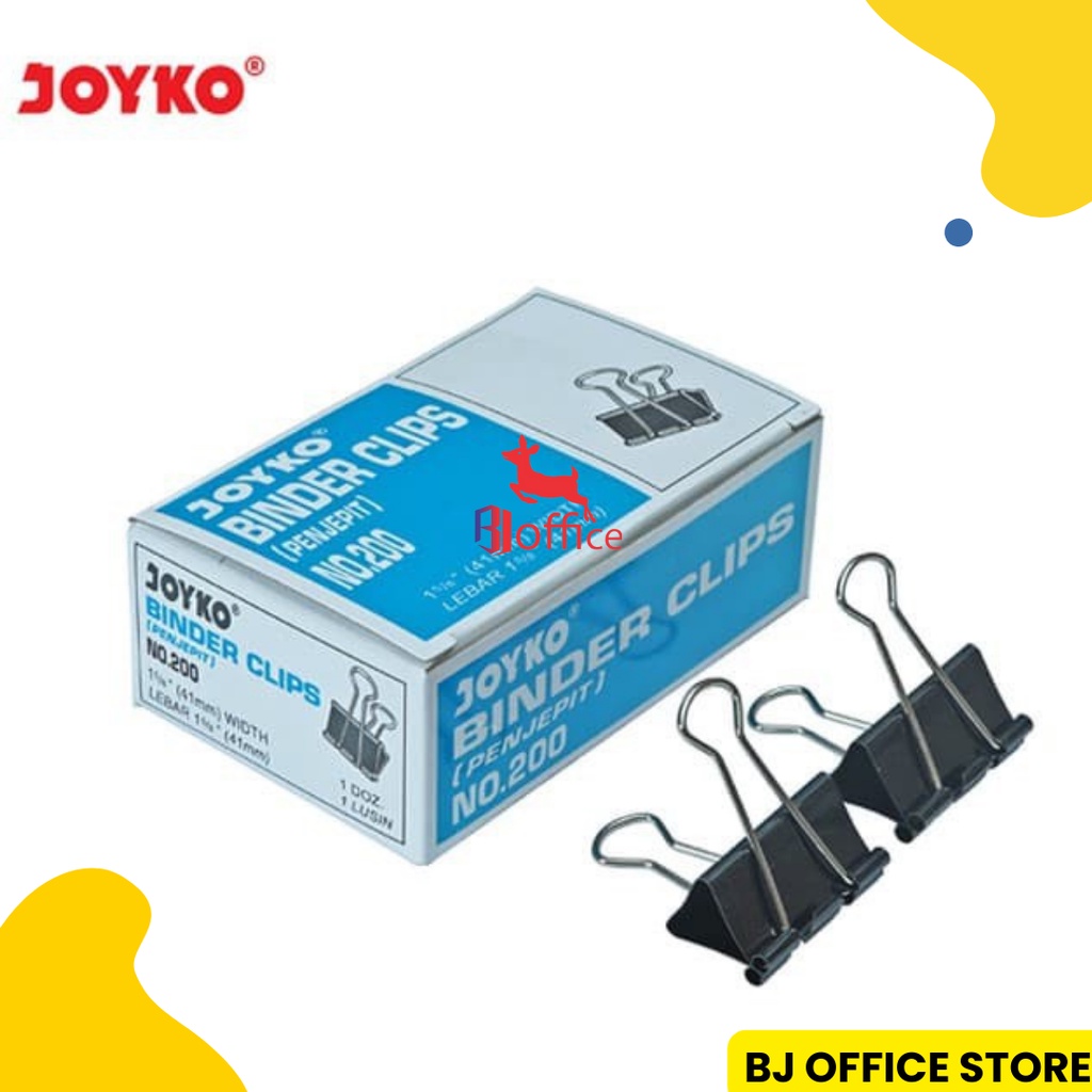 

JOYKO Binder Clip No 200 - Penjepit Kertas (isi 12Pcs)