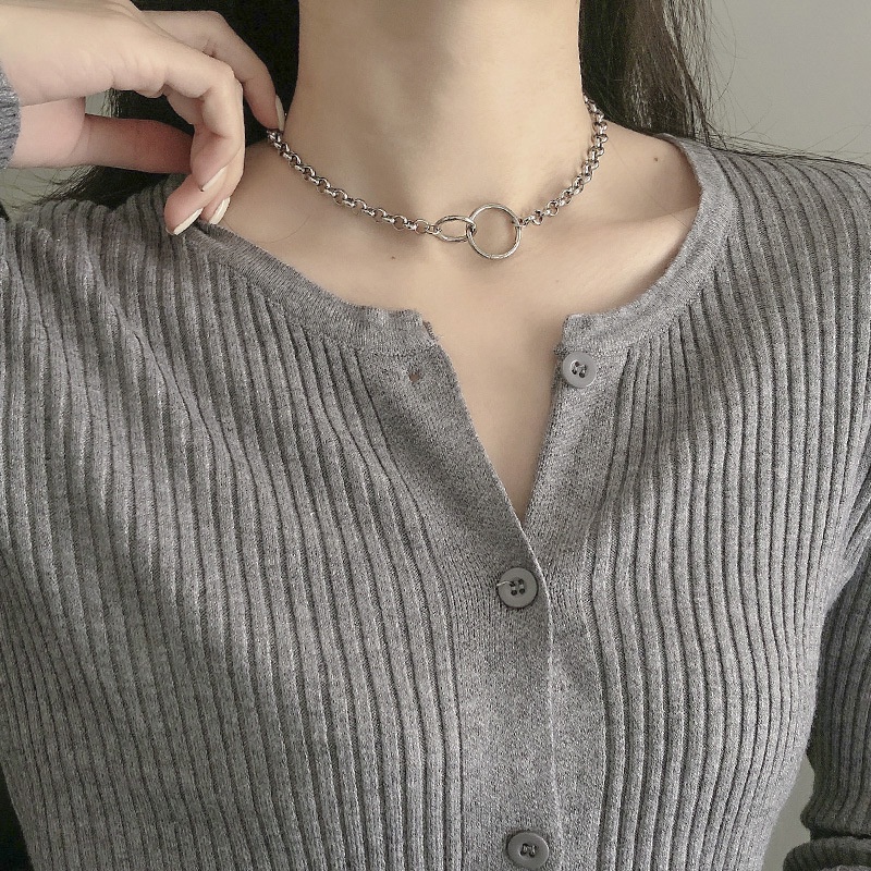 Kalung Rantai Klavikula Bahan Titanium Steel Untuk Wanita