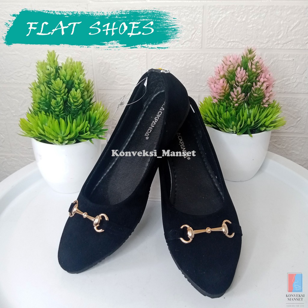 SEPATU WANITA FLATSHOES DAFODI BP3.138/BLACK PANDA MURAH BISA COD