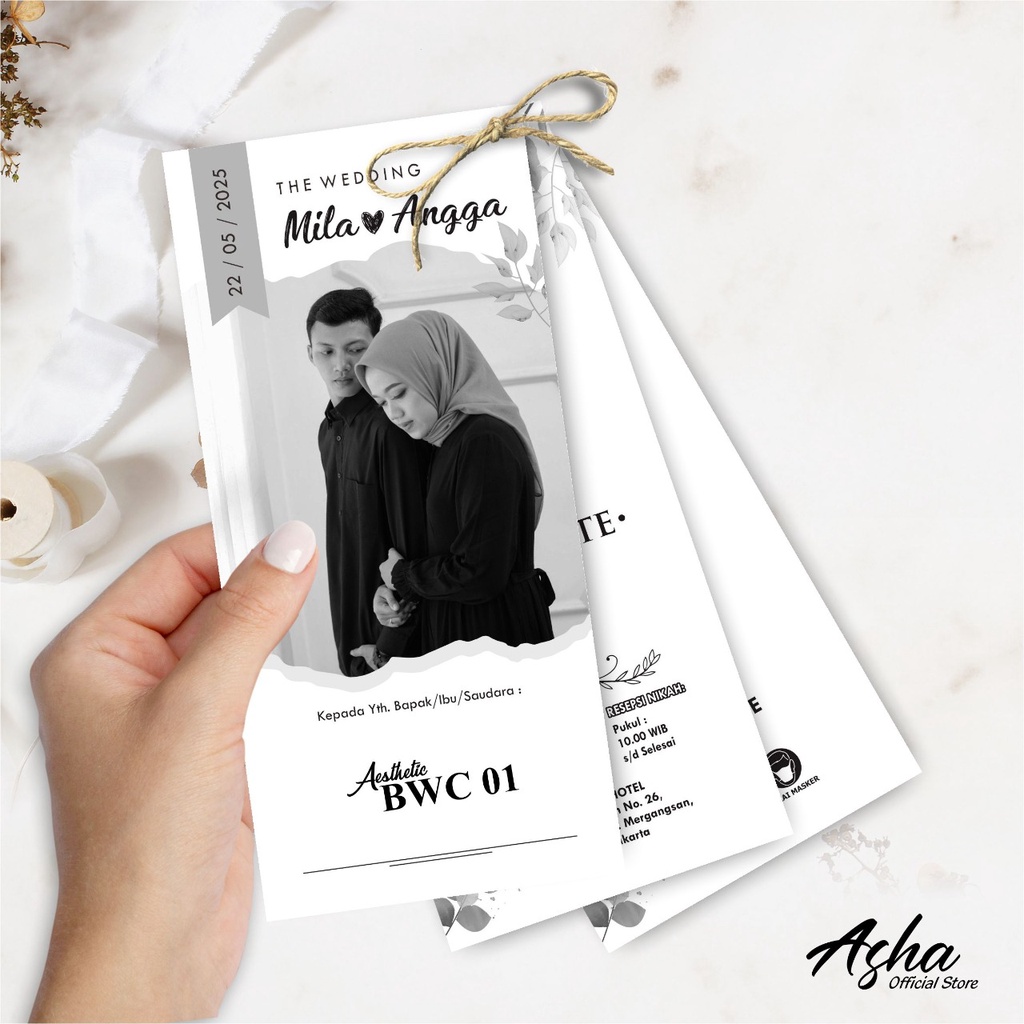 Jual UNDANGAN PERNIKAHAN AESTHETIC - UNDANGAN NIKAH AESTHETIC BWC TALI