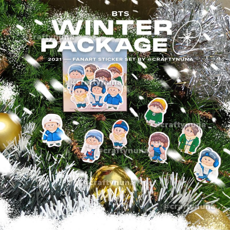 (BT-011) BTS FANART Winter Package 2021 STICKER by Crafty Nuna bangtan winpack stiker case hp cute chibi