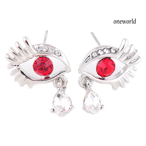 OW@ Women's Crystal Rhinestone Eye Tear Pendant Eyelash Earrings Eardrop Jewelry