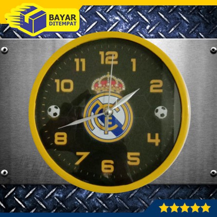 Jam Dinding Real Madrid Tempel Wall Clock Sepak Bola Foot Ball Murah Grosir Hiasan Dinding