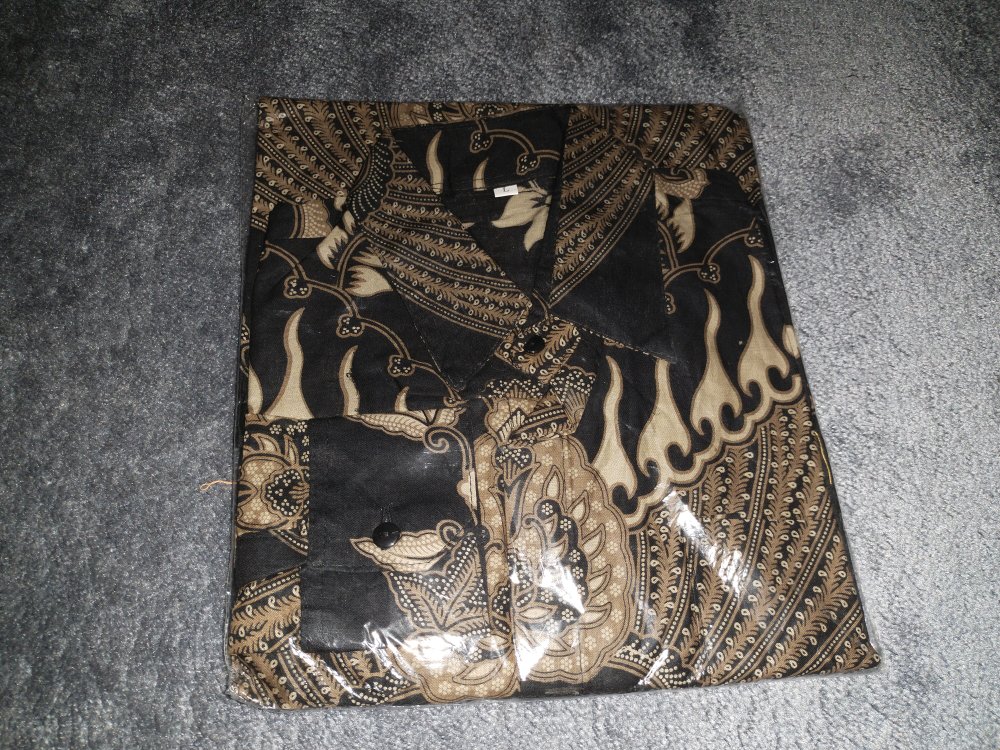 Kemeja Batik Pria Lengan Panjang Size M L Xl Xxl  Bswart Batik Hrb026 Kenongo Hem Panjang Padi