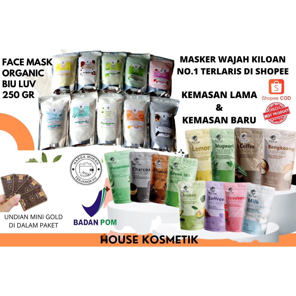 GALYA❤️ (BPOM) Masker Bubuk Organic 250 Gram - Biu Luv mask - 1/4kg Masker Kiloan Organik BPOM -Mask