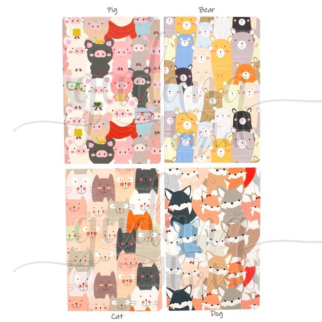 Notebook A5 Animal Pattern Buku Tulis  Motif Cat Kucing Beruang Bear Dog Pig GH 308624