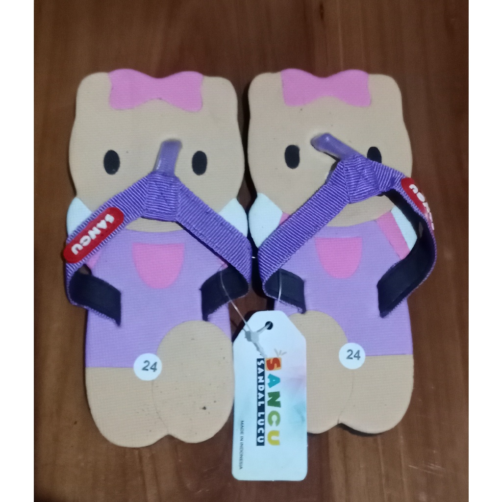 Sandal anak perempuan Hello Kitty/Happy cat UNGU dan MERAH