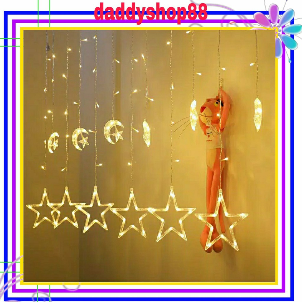 Lampu Tumblr BINTANG Besar  BULAN Kecil  Panjang 3 meter ke bawak 100 cm LED Light Hias
