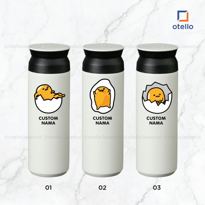 Custom Tumbler Termos Gudetama Tokyo Cetak Print UV Botol Minum Anak