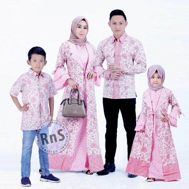 Batik Couple Keluarga Gamis Busui Motif Prasasti Batik Keluarga Seragam