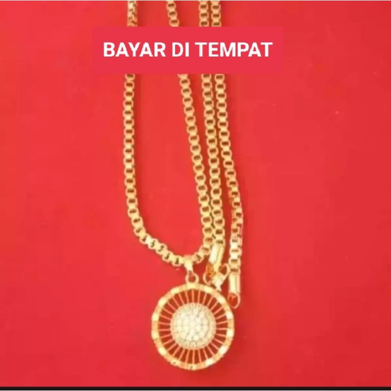 Kalung italy besar Free liontin panjang 45cm-60cm bahan lapis emas 22K sepuhan kuning asli