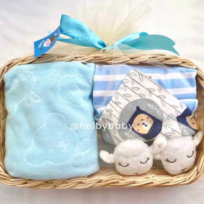 Baby Rattan Hampers / Baby Gift / Kado Bayi / Kado Lahiran (Blue)