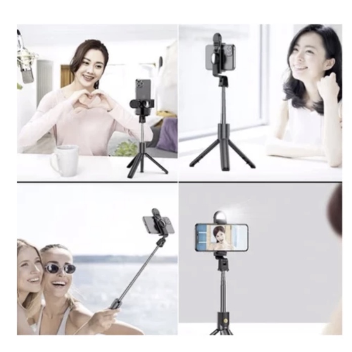 New Deals Tripod Tongsis Bluetooth Remote Selfie Stick Led Flash Tripod Hp Portable Rotatable