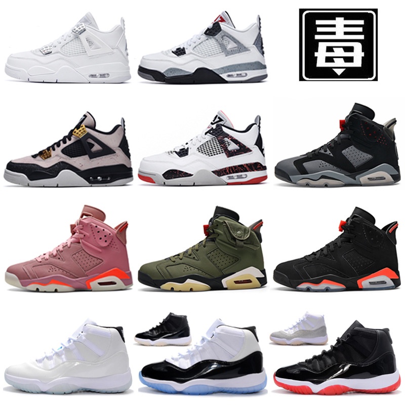 Dcvtnb Sepatu Basket Pria Semen Putih Sepatu Pria Hang-qiao 11 Besar Paris Putian Lava Panas AJ6 Wan