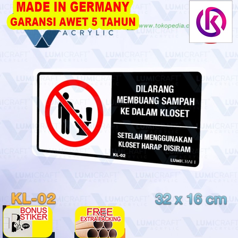 

Grosir Sign Toilet "Dilarang Buang Sampah Ke Kloset" Akrilik 32 x 16 cm KL-02