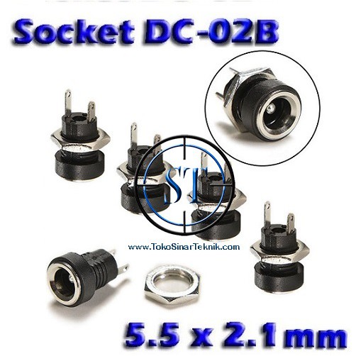 Socket DC Female Panel  Betina Box DC Sambungan Jack Mount Connector Plug 5.5x2.1mm DC-022B