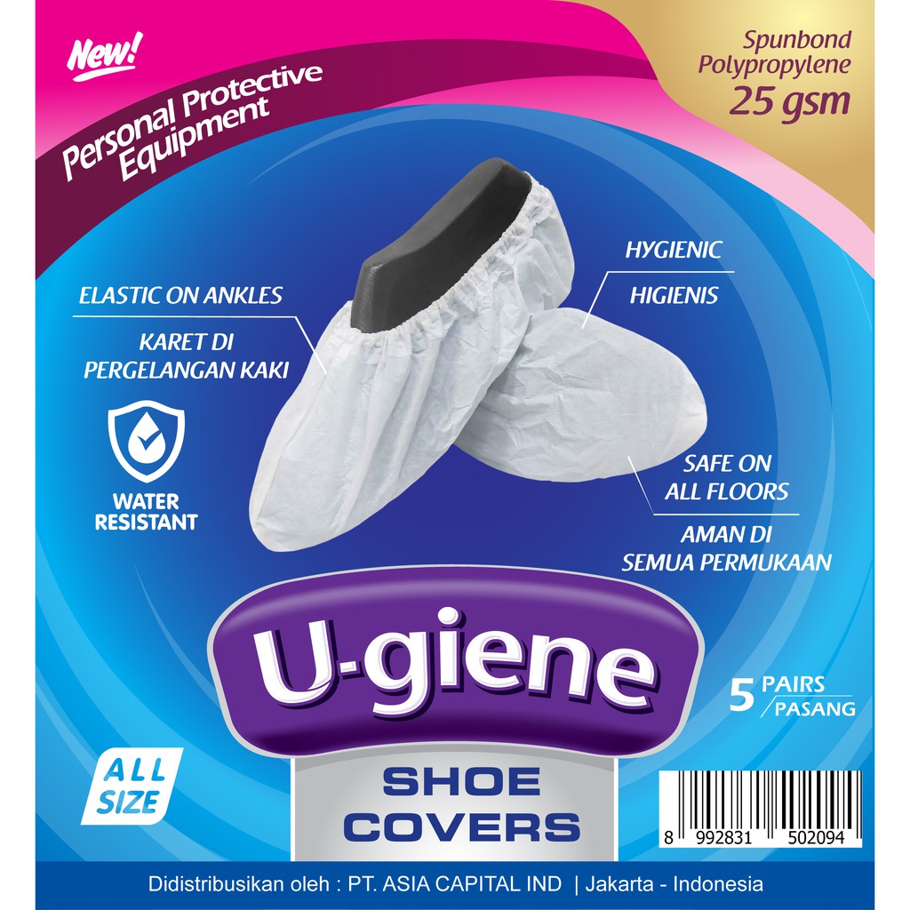 

Ugiene / SHOE COVERS / Pelindung sepatu / APD / Sarung Sepatu / PUTIH - 10 PCS