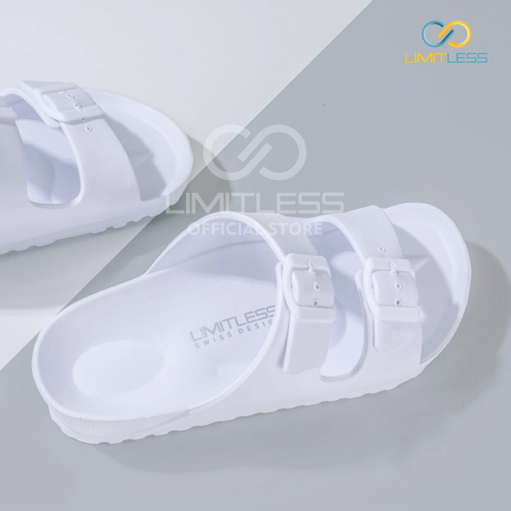 Limitless - Sandal Wanita Sandal Slip On Phylon Strap 2 - Size 36-40-WHITE
