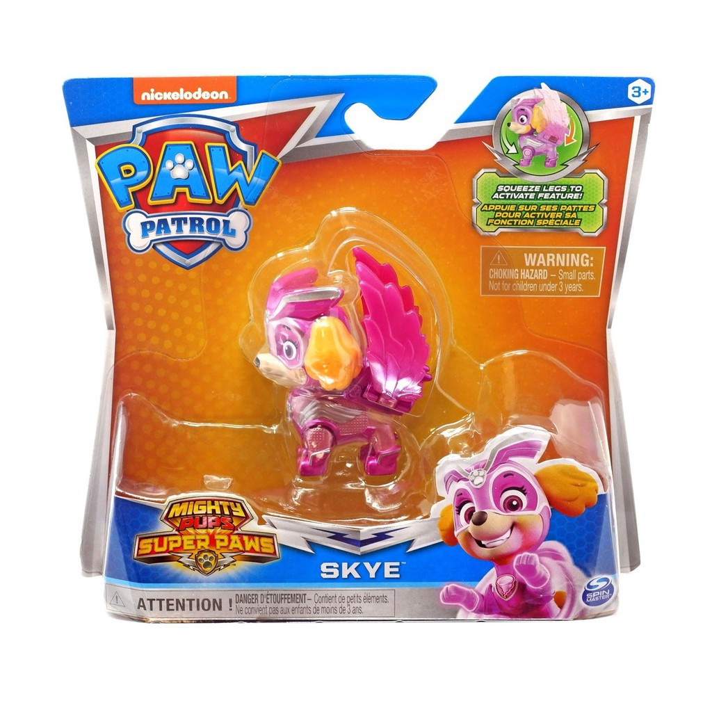PAW PATROL Mighty Pups Super PAWs Skye Figure with Transform Backpack