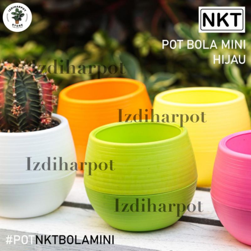 Pot bunga tanaman mini motif bola warna warni 9cm - fullcolour