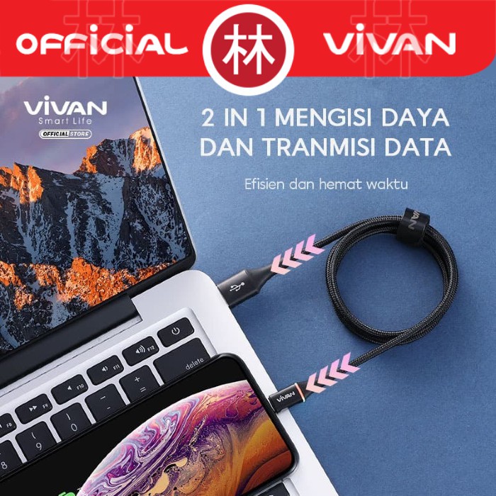 Vivan VDL100 Data Cable Lightning With LED Light 2.4A