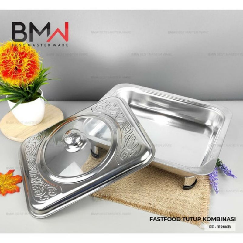 [⭐⭐⭐⭐⭐] tempat prasmanan Fast Food dish  segi stainless tebal asli original