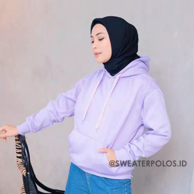 HOODIE JUMPER UNGU MUDA WANITA SIZE XXS - XXXL POLOS