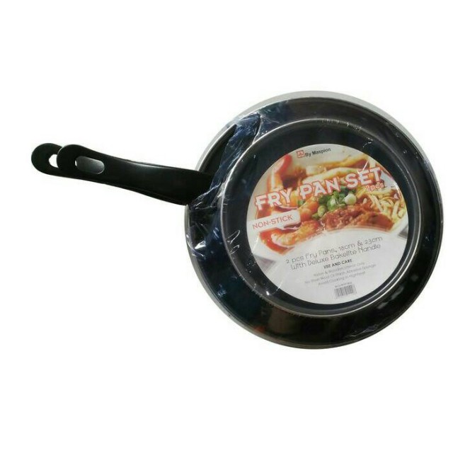 Teflon Maspion Frypan Fancy Hitam Set Isi 2 Anti Lengket Wajan Size18 &amp; 23 cm Terlaris