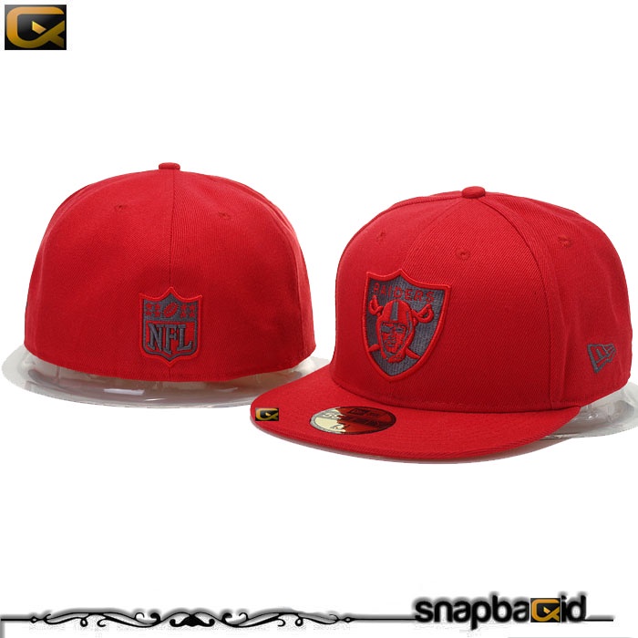 Topi NFL Rugbi Raiders Full Red Builtup/Fitted Premium Import CX