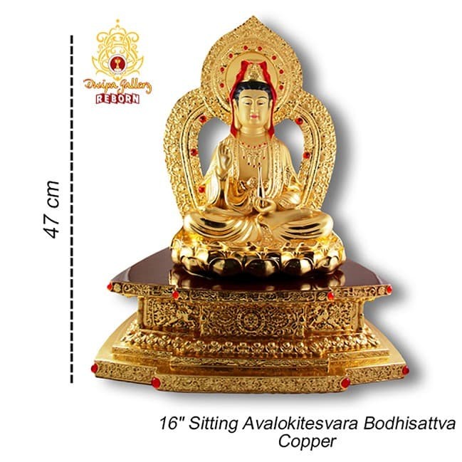 Rupang Patung Kwan Im Guan Yin Avalokitesvara + Throne 16&quot;