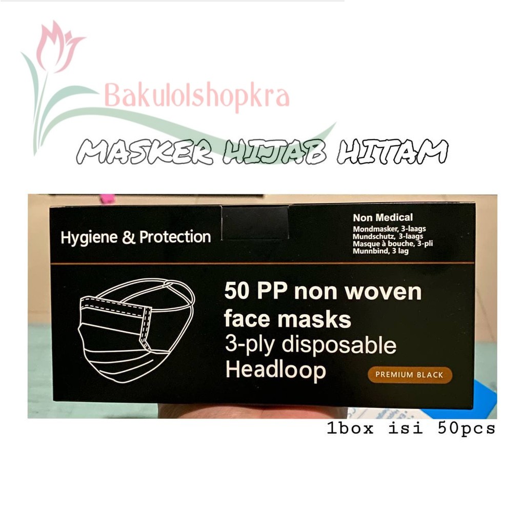 [50PCS-HITAM HIJAB] MASKER HIJAB HITAM / MASKER HITAM HIJAB