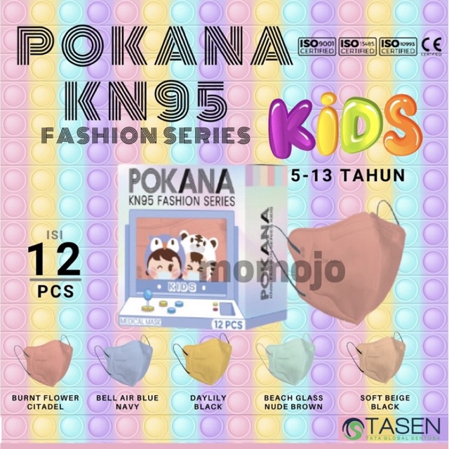 Masker POKANA KN95 6 PLY FASHION SERIES KIDS Earloop Medical Face Mask