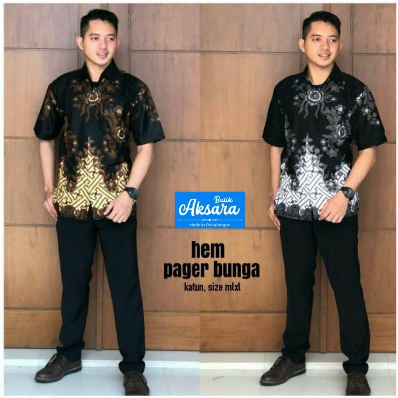 Ori Aksara Batik - Hem Pager Bunga, Ready Seragam Baju Kemeja Batik Pria Kerja Kantor Guru Pns Karya