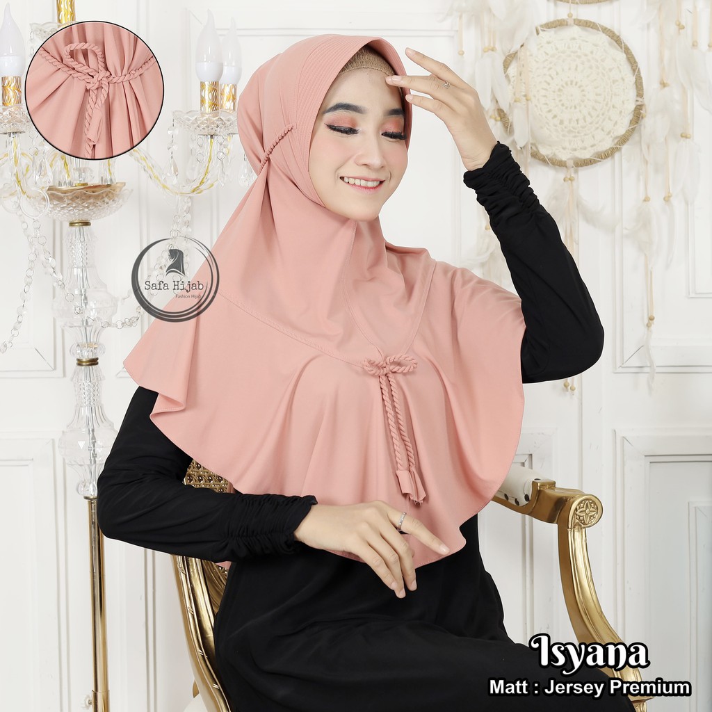 Kerudung Instan Tali Kepang Isyana Jilbab Instan Tali Tambang Jersey Premium Terbaru Safa Hijab