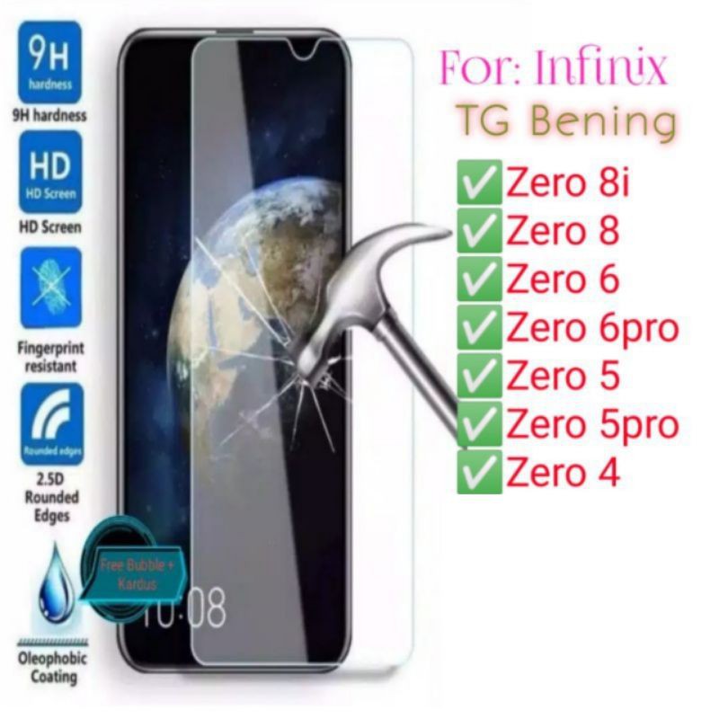 Infinix Zero 8 8i 6 6pro 5 5pro 4  Antigores Bening Tempered Glass Screen Guard protector TG