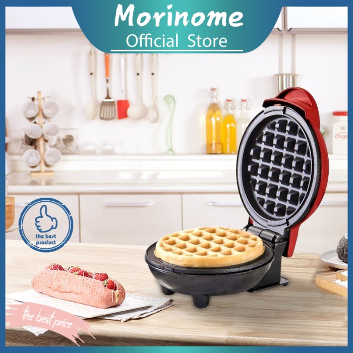 [RESTOCK] Mini Maker Waffle Elektric Microwave &amp; Oven Pembuat Waffle, pancake - Merah