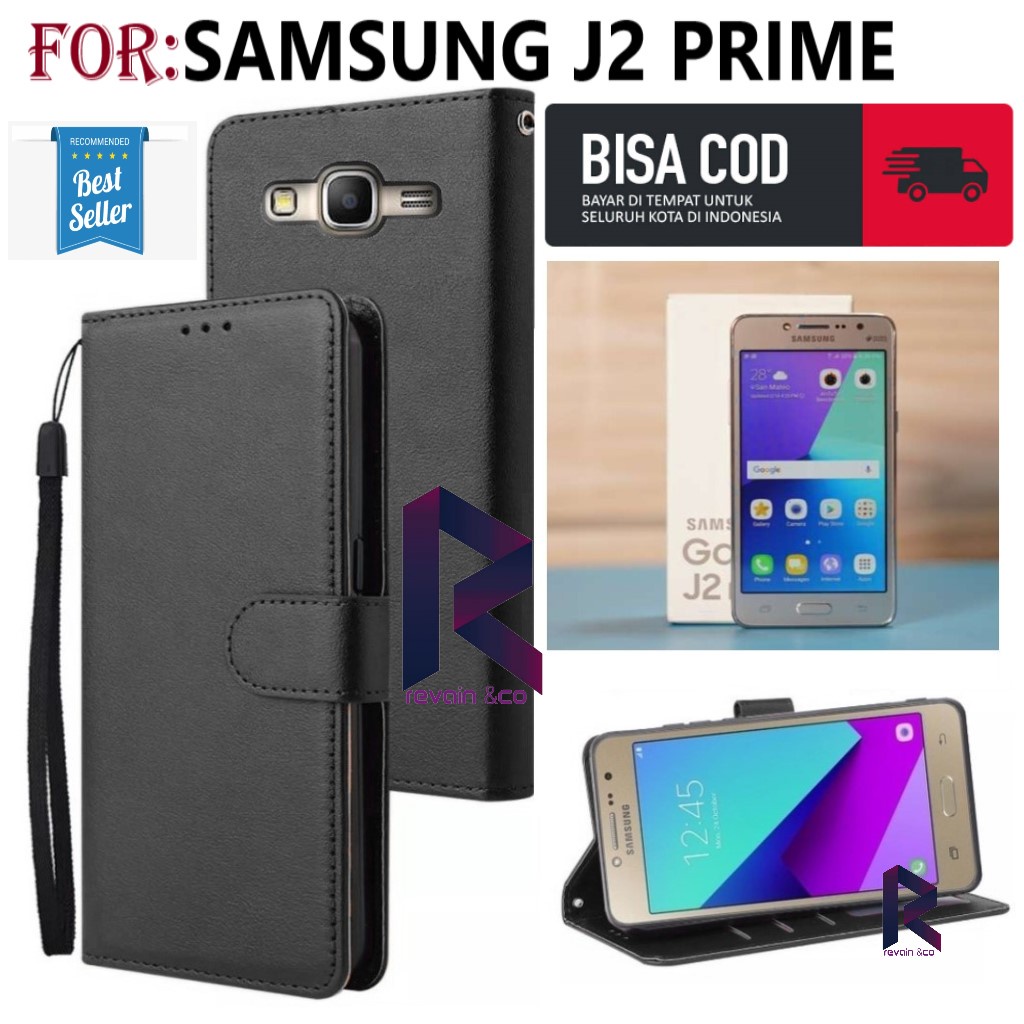 SAMSUNG J2 PRIME CASE FLIP WALLET LEATHER KULIT PREMIUM SARUNG BUKA TUTUP FLIP CASE SAMSUNG J2 PRIME